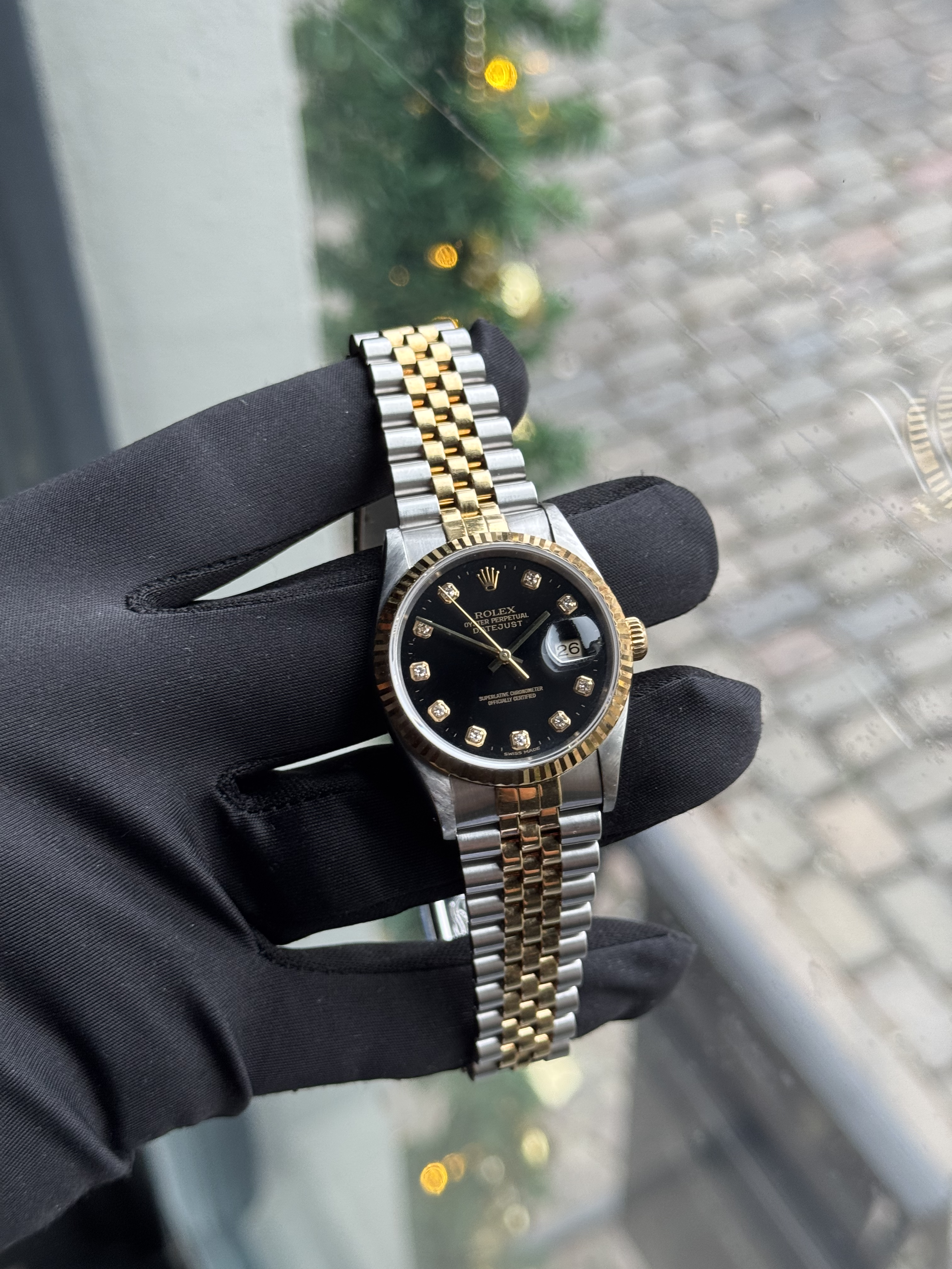 Rolex Datejust 16233 Sort Diamant